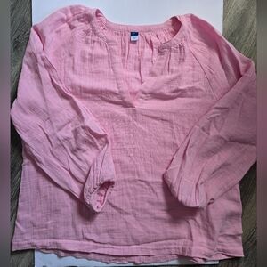 Women's Pink Old Navy Top V-Neck Large